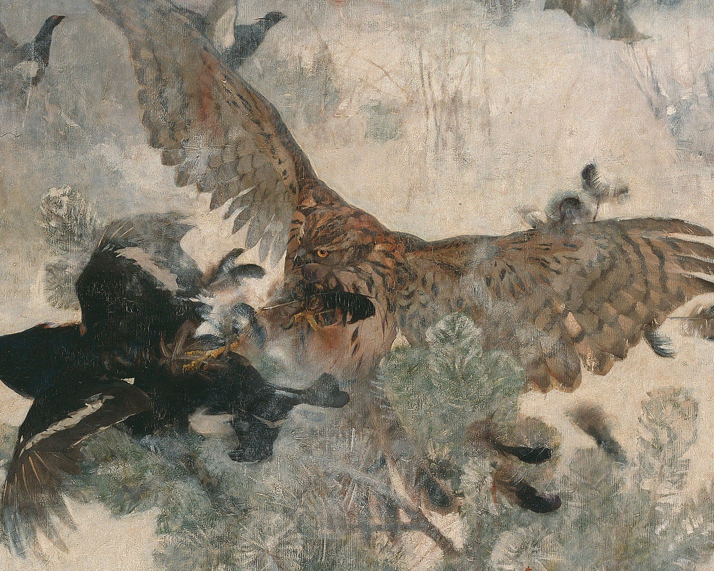 Bruno Andreas Liljefors "Hawk & Black Game" (c.1884) - Mabon Gallery