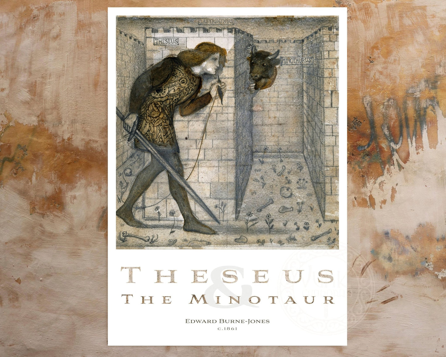 Edward Burne - Jones "Theseus & The Minotaur" (c.1861) - Mabon Gallery
