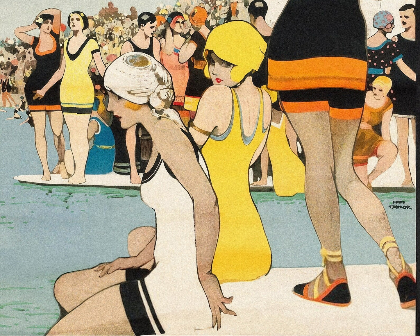 Fred Taylor "Bathing Pool - Scarborough" (c.1910) Vintage Travel Poster - Mabon Gallery
