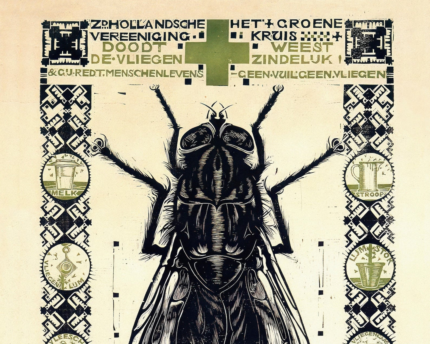 Huib Luns "Bestrijd het Vliegengevaar" (c.1915) Dutch Public Service Advertisement - Mabon Gallery
