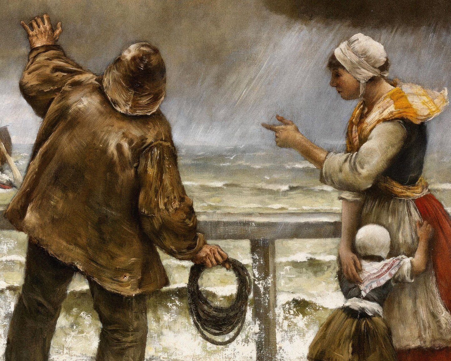 Norbert Goeneutte "Villagers On The Jetty During a Rainstorm" (c.1887)