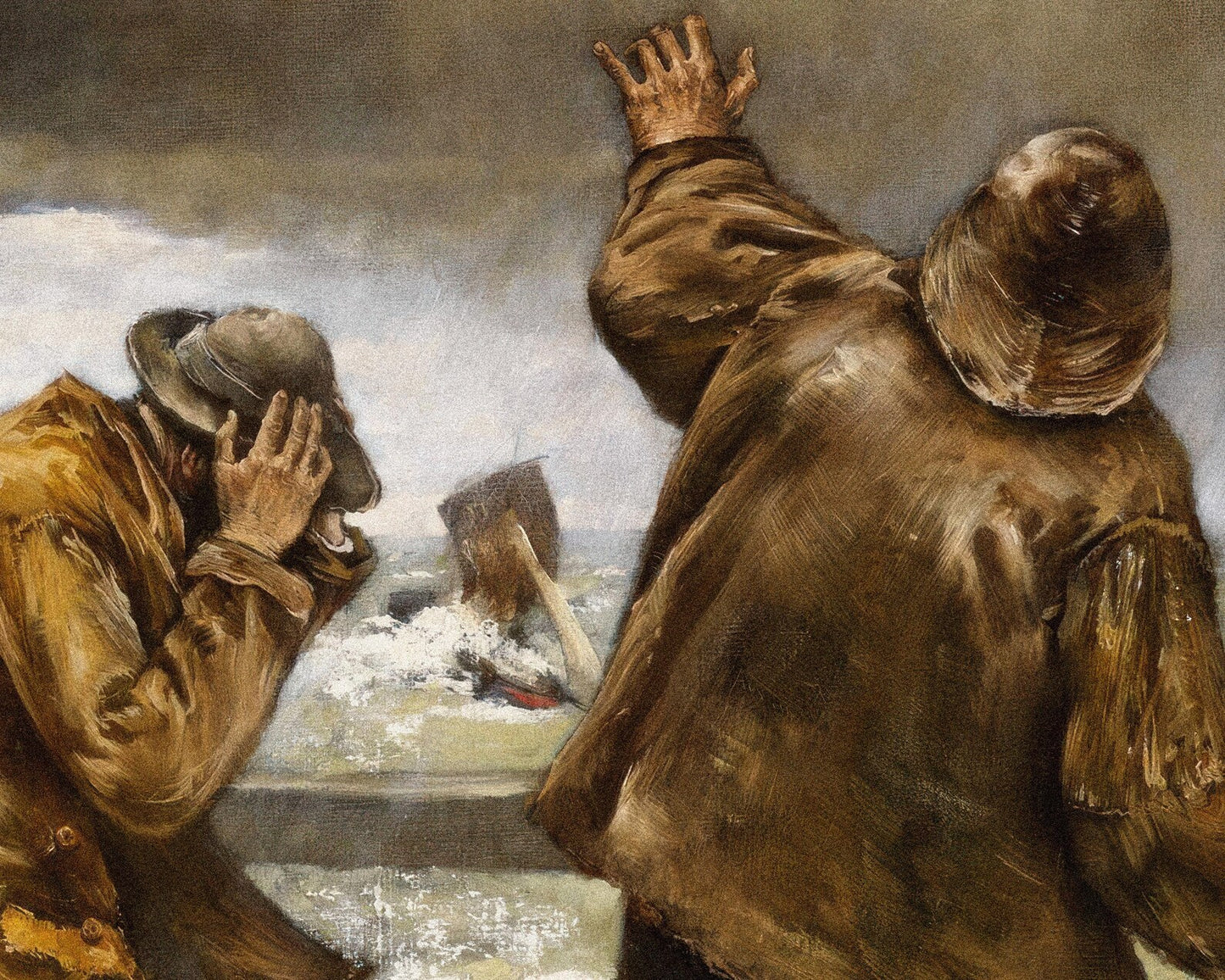 Norbert Goeneutte "Villagers On The Jetty During a Rainstorm" (c.1887)