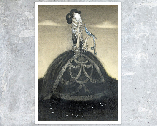 John Bauer “Flicka with the Blue Bird” (c.1913) - Mabon Gallery