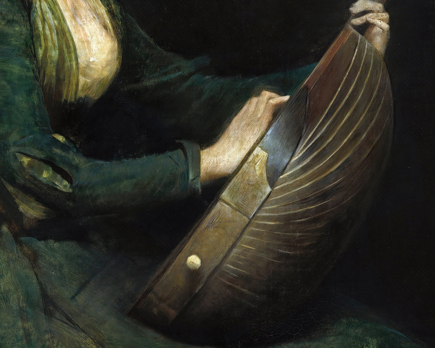 Thomas Wilmer Dewing "Lady with a Lute" (c. 1886) - Mabon Gallery
