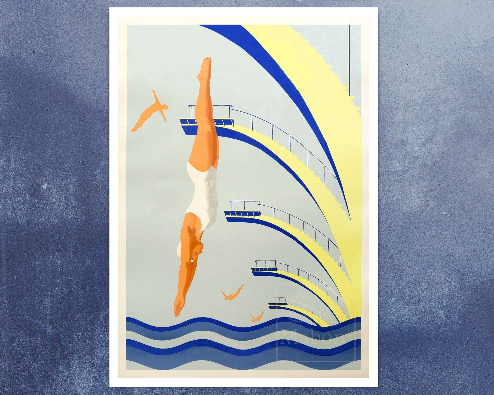 Vintage Art Deco Poster "Diving Girl" - Mabon Gallery