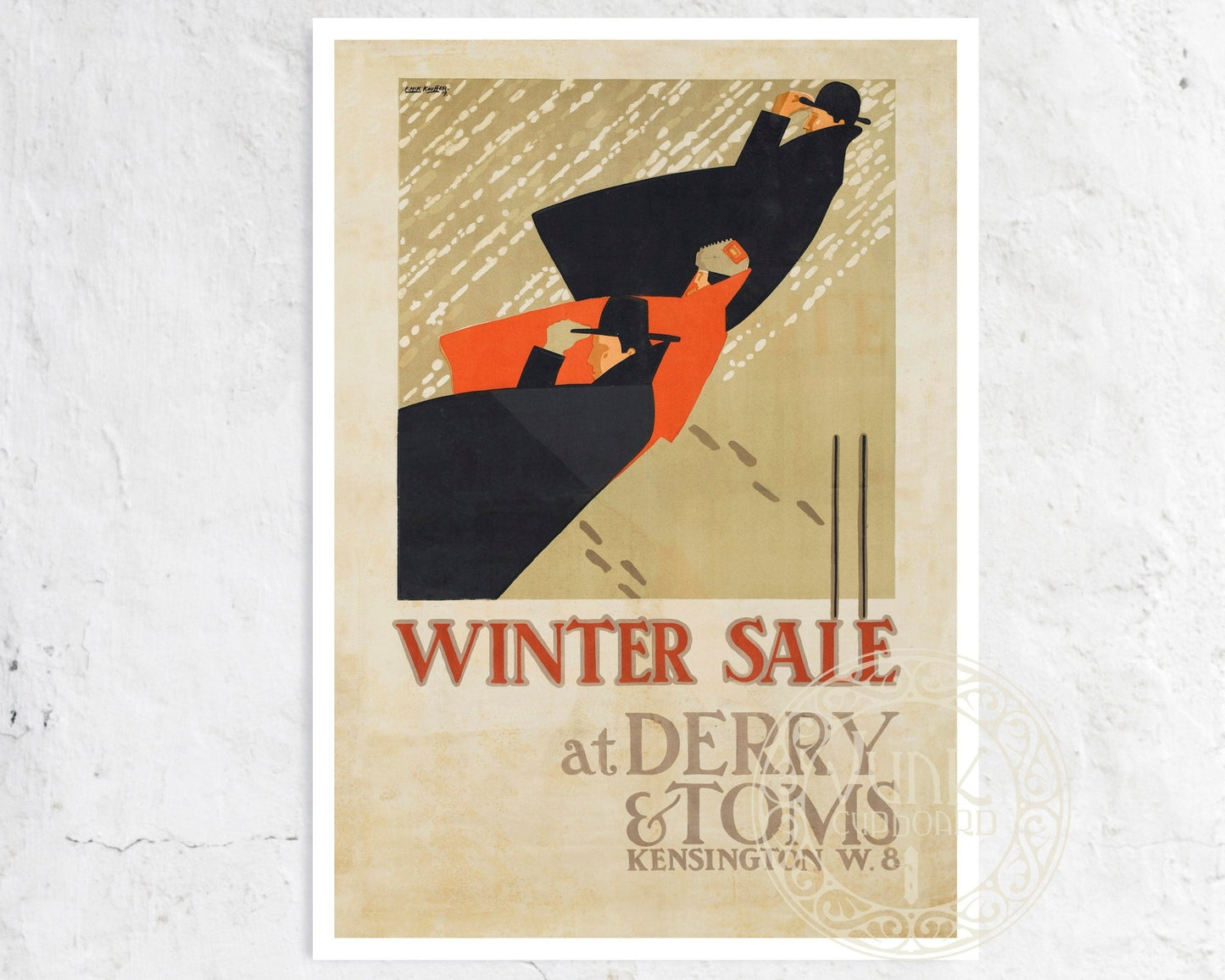 Vintage Fashion Advertising Poster "Winter at Derry & Toms" (c.1919) - Mabon Gallery
