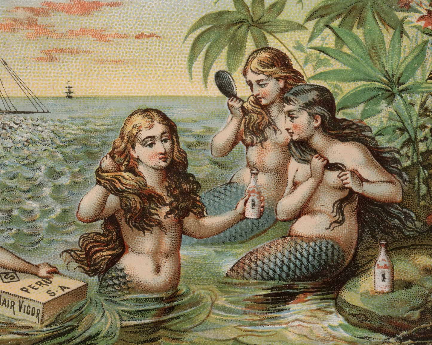Vintage Trade Postcard "Ayres Hair Vigour" (c.1896) - Mabon Gallery