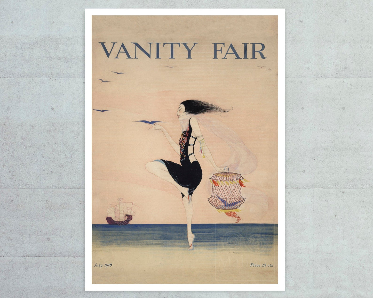 Vintage Vanity Fair Magazine Cover "The Sea - July 1916" Rita Senger - Mabon Gallery