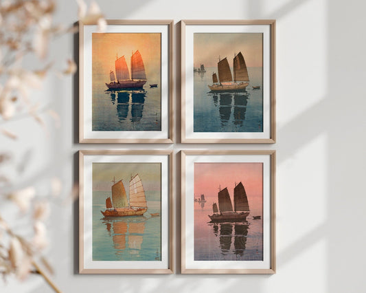 Yoshida Hiroshi "Sailboats: The Seto Inland Sea Series" - Set of 4 Prints - Mabon Gallery