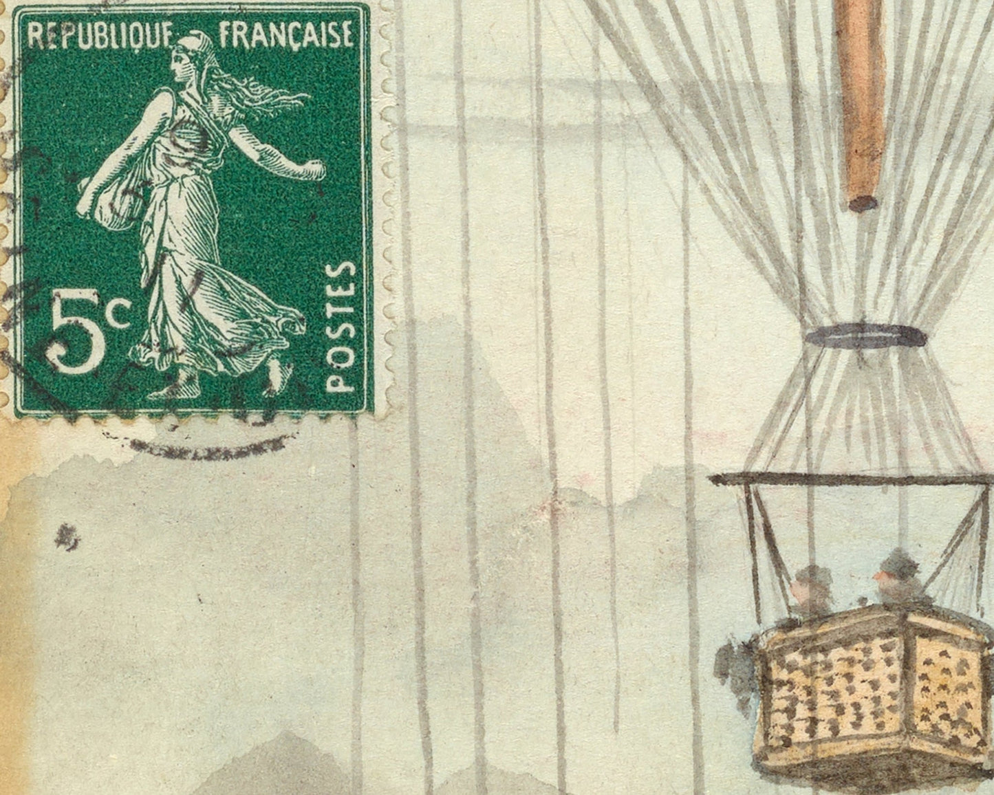 A. Molynk (c.1909) Vintage French Postcard "Ballon Sphérique" - Mabon Gallery
