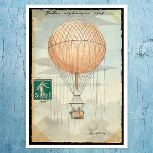 A. Molynk (c.1909) Vintage French Postcard "Ballon Sphérique" - Mabon Gallery