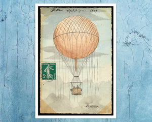 A. Molynk (c.1909) Vintage French Postcard "Ballon Sphérique" - Mabon Gallery