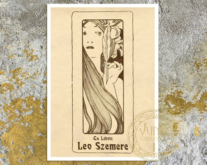 Alfons Mucha "Leo Szemere" Ex - Libris / Bookplate - Mabon Gallery