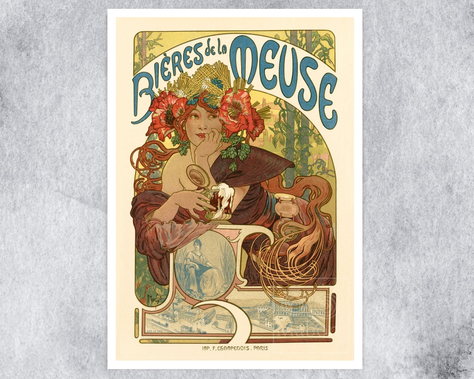 Alphonse Mucha "Bieres de la Meuse" (c.1900) - Mabon Gallery