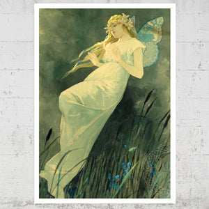 Alphonse Mucha "Elf With Iris Flowers" (c.1890) - Mabon Gallery
