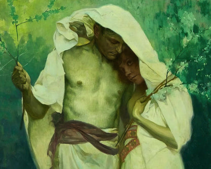 Alphonse Mucha "Young Couple from Rusadla" (c.1918) - Mabon Gallery