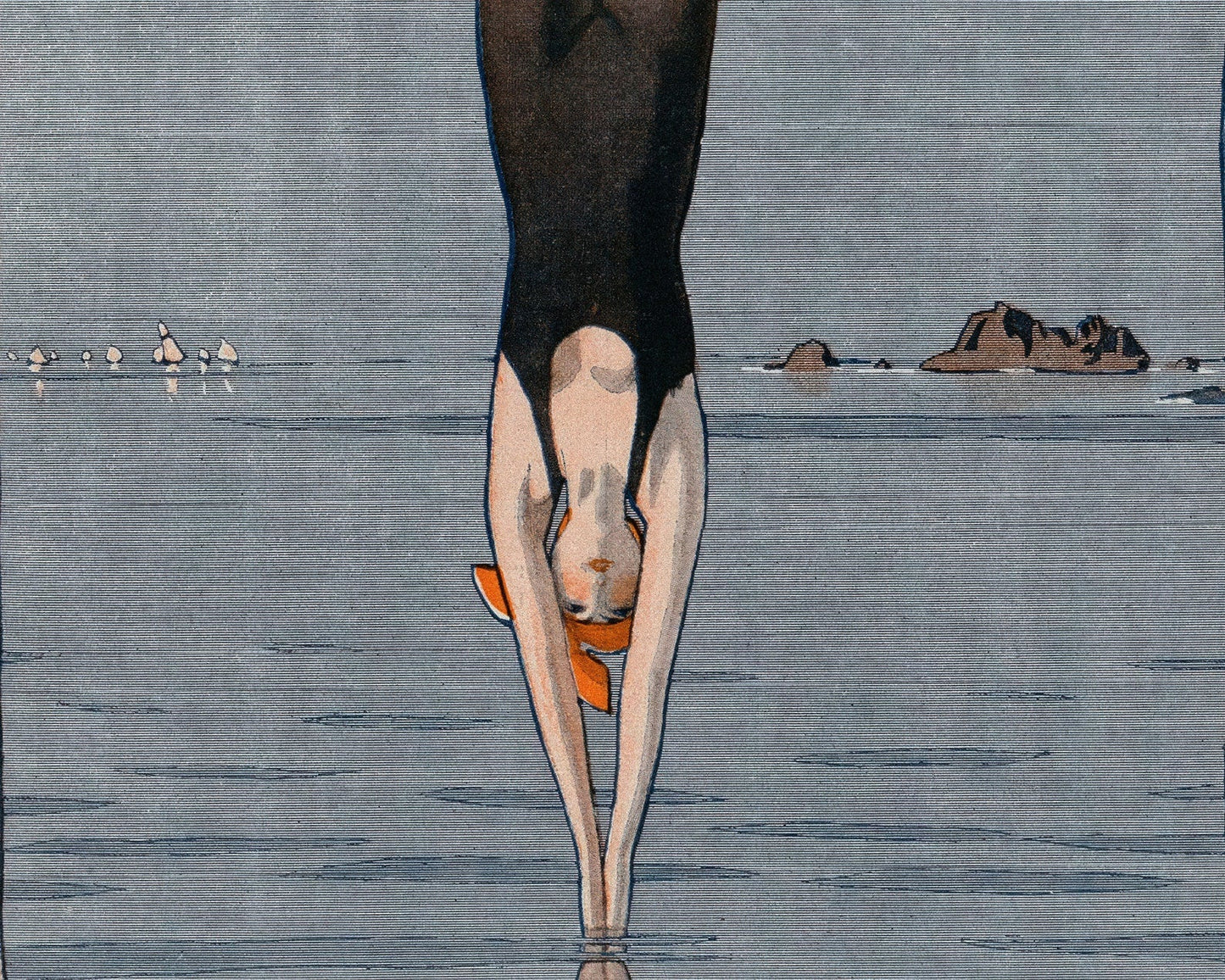 André Édouard Marty "Le Plongeon" La Vie Parisienne Magazine Artwork (c.1918) - Mabon Gallery