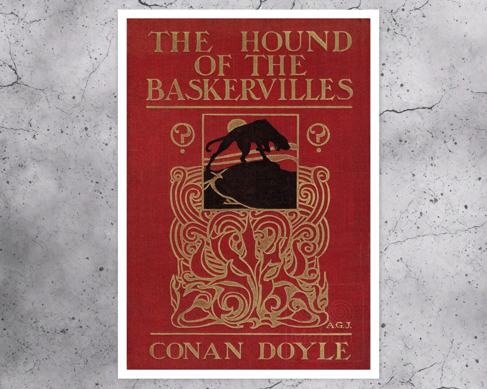 Arthur Conan Doyle "The Hound of the Baskervilles" (1902) First Edition Cover Illustration, Sherlock Holmes - Mabon Gallery