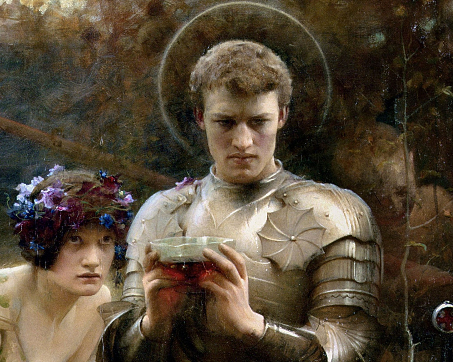 Arthur Hacker "The Temptation of Sir Percival" (c.1894) - Mabon Gallery