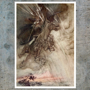 Arthur Rackham "Odin & Sleipnir" (c.1911) - Mabon Gallery