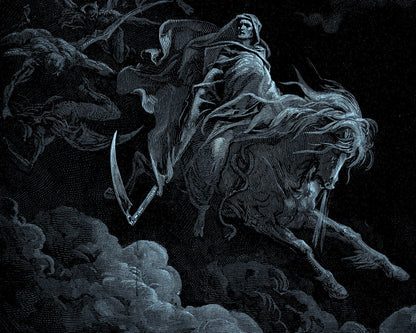 Biblical Illustration "The Fourth Horseman, Death on the Pale Horse" Gustave Doré (c.1865) - Mabon Gallery