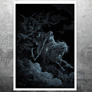 Biblical Illustration "The Fourth Horseman, Death on the Pale Horse" Gustave Doré (c.1865) - Mabon Gallery