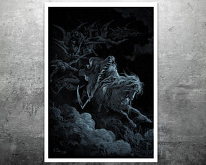 Biblical Illustration "The Fourth Horseman, Death on the Pale Horse" Gustave Doré (c.1865) - Mabon Gallery