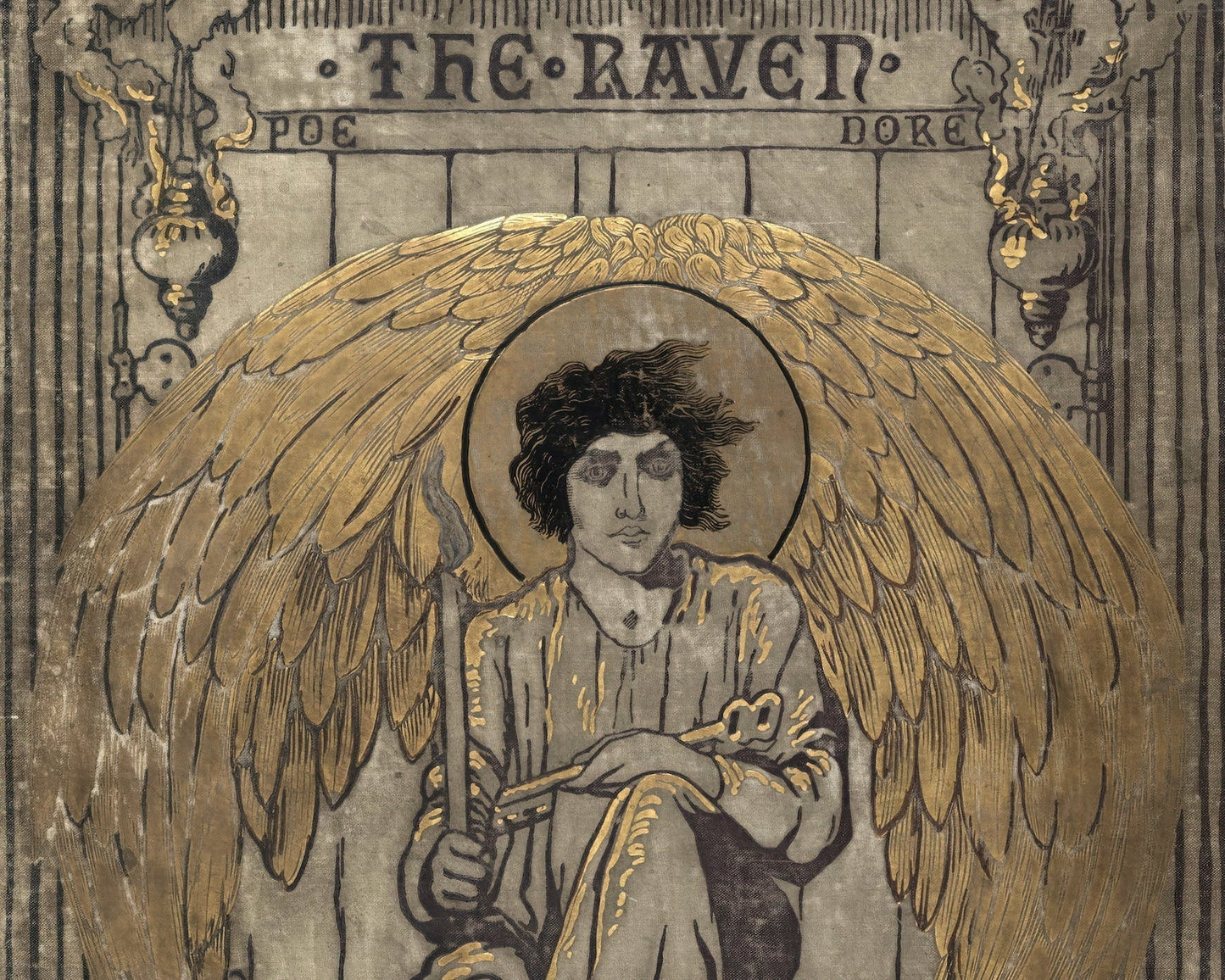 Book Cover Illustration "The Raven" Gustave Doré (c.1884) Edgar Allan Poe - Mabon Gallery