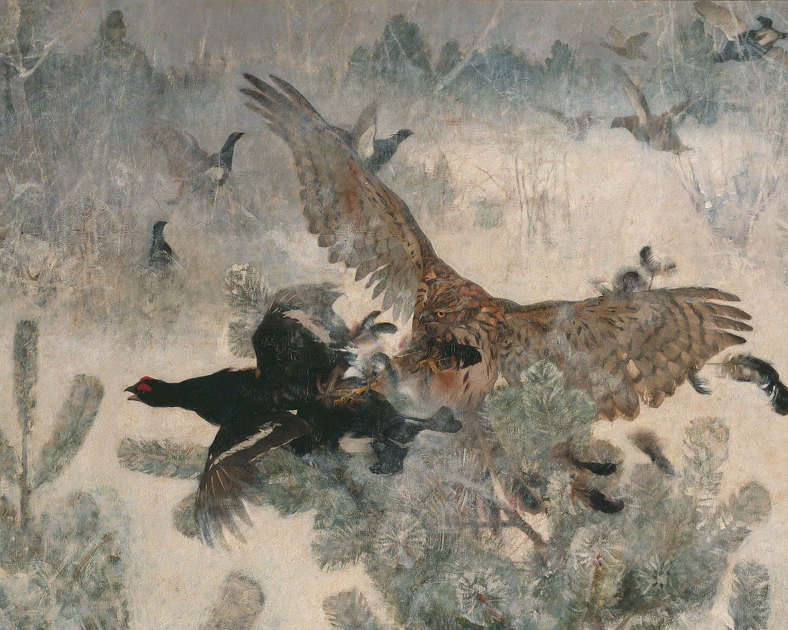 Bruno Andreas Liljefors "Hawk & Black Game" (c.1884) - Mabon Gallery