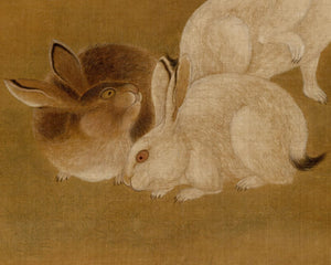 Chinese Hanging Scroll "Three Rabbits" (c.1644–1911) Qing Dynasty - Mabon Gallery