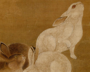 Chinese Hanging Scroll "Three Rabbits" (c.1644–1911) Qing Dynasty - Mabon Gallery