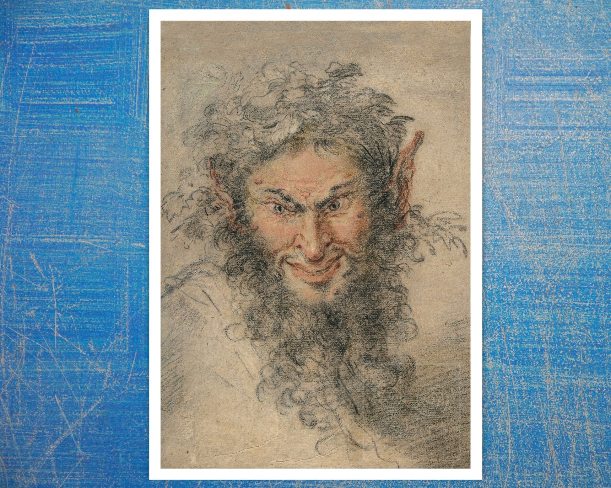 Circle of Antoine Watteau "Head of a Satyr" (c.1700) - Mabon Gallery