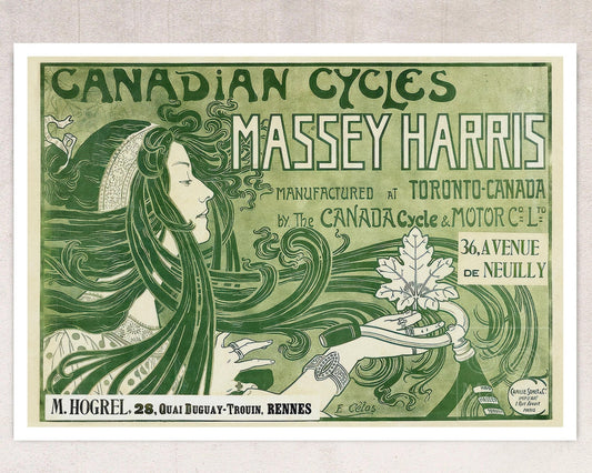 E. Célos “Canadian Cycles” (c.1899) Vintage Art Nouveau Advertising Poster - Mabon Gallery