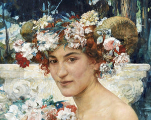 Edgard Maxence "Faunesse Entourée de Fleurs" (c.1900) - Mabon Gallery
