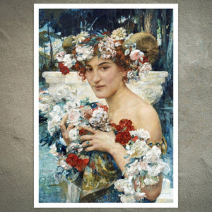 Edgard Maxence "Faunesse Entourée de Fleurs" (c.1900) - Mabon Gallery
