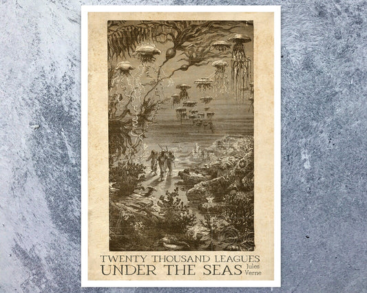 Édouard Riou "A Walk Under The Waters" (c.1870) from "Twenty Thousand Leagues Under the Seas" by Jules Verne - Mabon Gallery