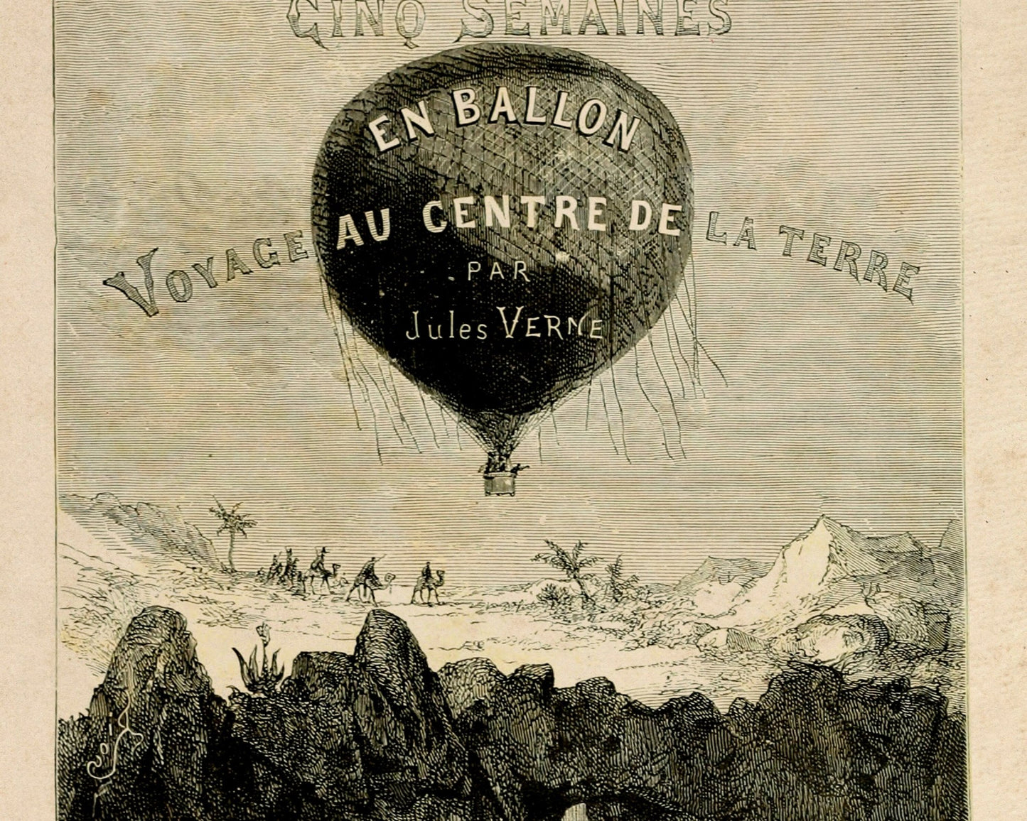 Édouard Riou Fronticepiece Illustration for "Five Weeks in A Hot Air Balloon" (1863) Jules Verne - Mabon Gallery