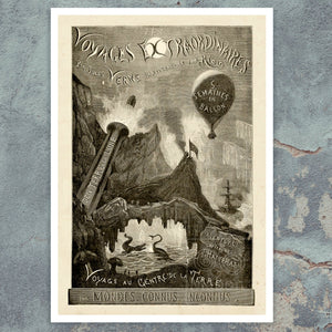 Édouard Riou Fronticepiece Illustration for "Voyages Extraordinaires" (c.1867) Jules Verne - Mabon Gallery