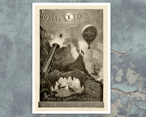 Édouard Riou Fronticepiece Illustration for "Voyages Extraordinaires" (c.1867) Jules Verne - Mabon Gallery