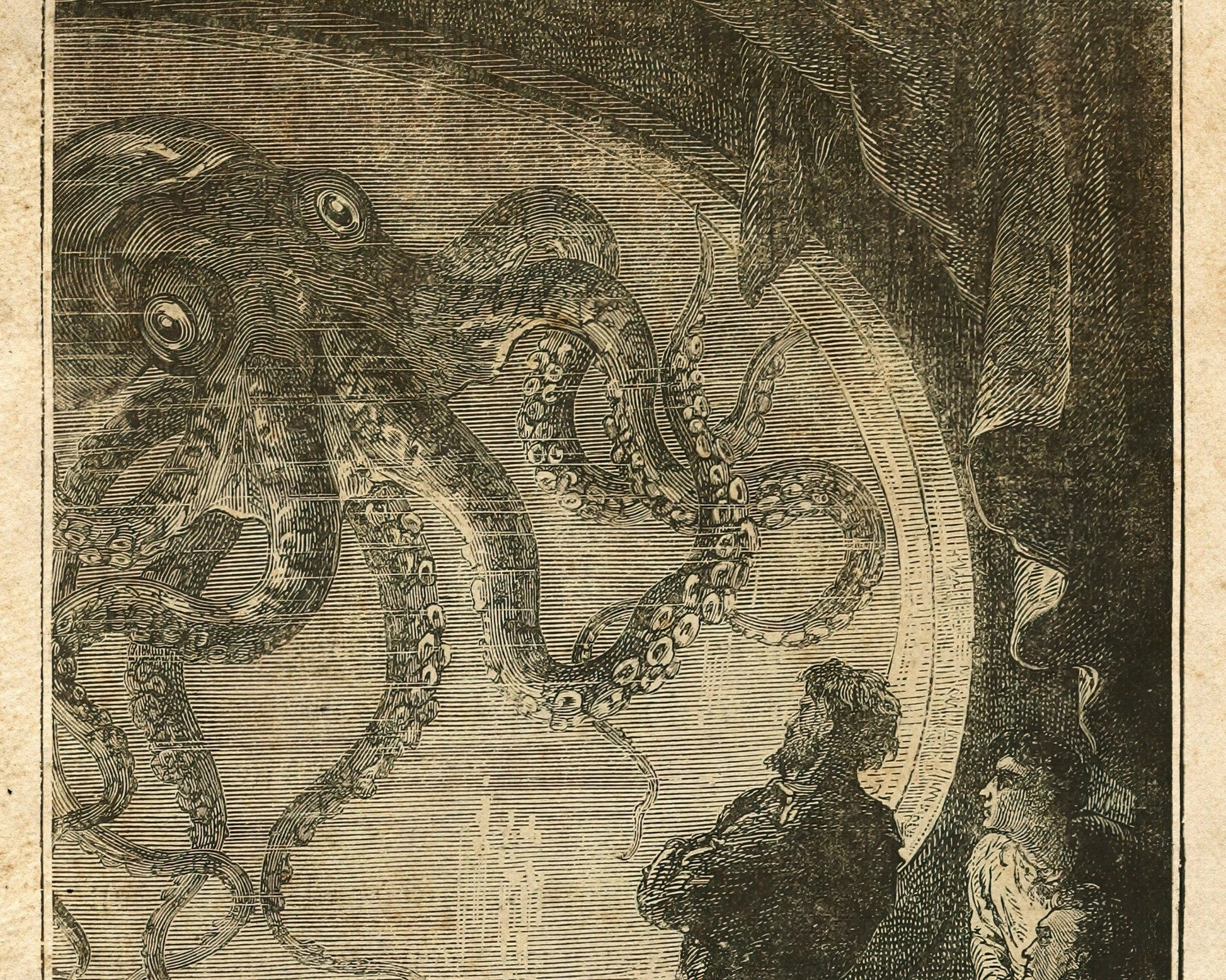 Édouard Riou "The Giant Squid" (c.1871) Twenty Thousand Leagues Under the Seas (Jules Verne) - Mabon Gallery