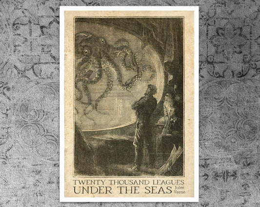 Édouard Riou "The Giant Squid" (c.1871) Twenty Thousand Leagues Under the Seas (Jules Verne) - Mabon Gallery