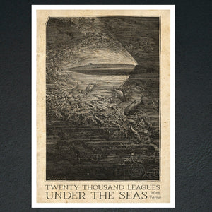 Édouard Riou "The Nautilus" (c.1870) from "Twenty Thousand Leagues Under the Seas" by Jules Verne - Mabon Gallery