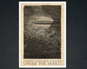 Édouard Riou "The Nautilus" (c.1870) from "Twenty Thousand Leagues Under the Seas" by Jules Verne - Mabon Gallery