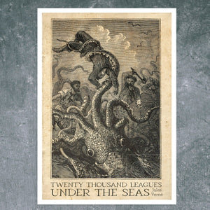 Édouard Riou "The Squid and His Victim" from Twenty Thousand Leagues Under the Seas (Jules Verne) - Mabon Gallery