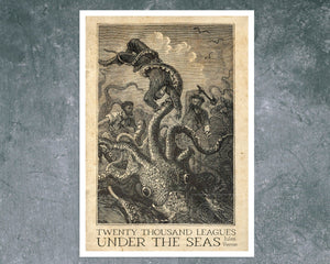 Édouard Riou "The Squid and His Victim" from Twenty Thousand Leagues Under the Seas (Jules Verne) - Mabon Gallery