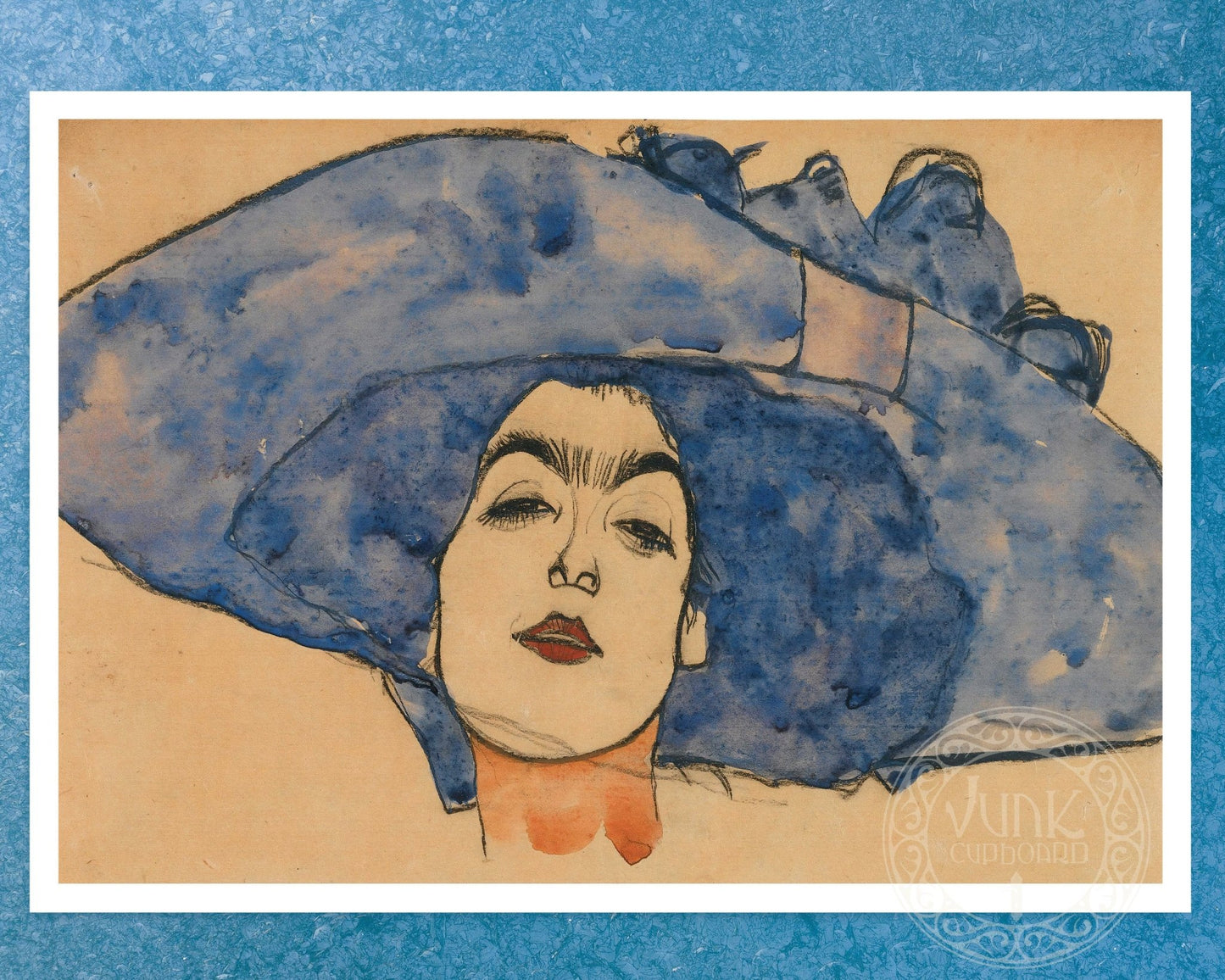 Egon Schiele "Eva Freund in Blue Hat" (c.1910) - Mabon Gallery