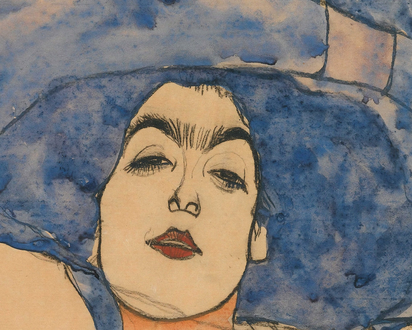 Egon Schiele "Eva Freund in Blue Hat" (c.1910) - Mabon Gallery