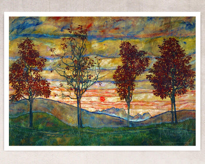 Egon Schiele "Four trees (Vier Bäume)" (c.1917) - Mabon Gallery