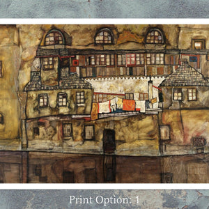 Egon Schiele "House Wall on the River" (c.1915) - Mabon Gallery