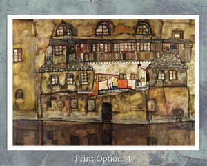 Egon Schiele "House Wall on the River" (c.1915) - Mabon Gallery